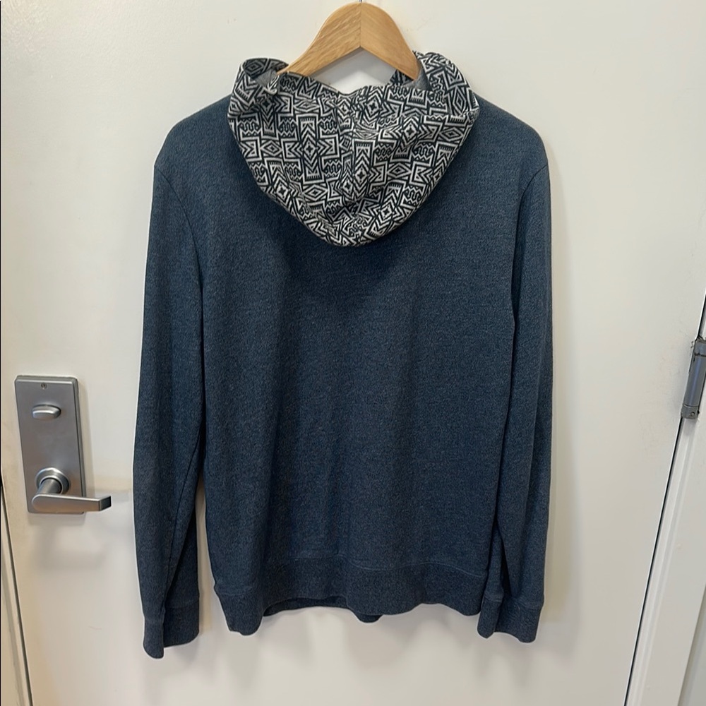 PacSun Men's Blue Hoodie with Patterned Hood - Picture 4 of 6